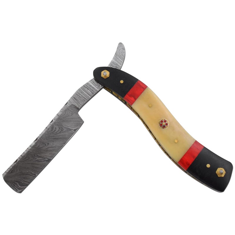 Old Ram Straight Razor | High Hardness Real Damascus Steel Cutthroat Straight Edge-Blade Barber Razor (329) - Image 5